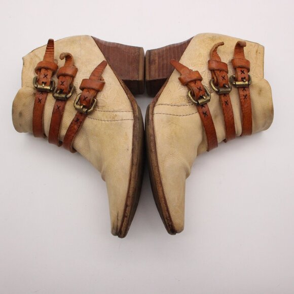 A.S. 98 Brown Tan Leather Women's Size EU 36 Pointed Toe 3 Strap Boots - Picture 7 of 12